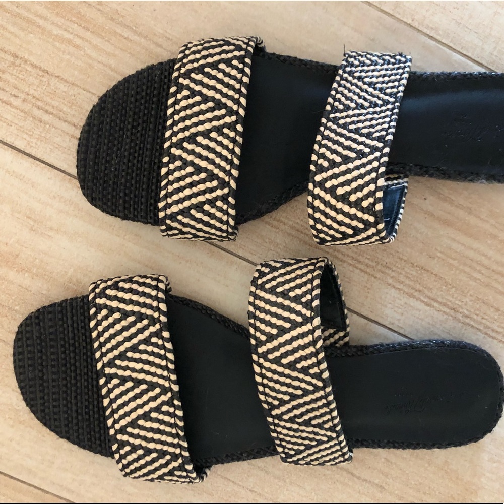 Target black & white patterned slip on sandals
